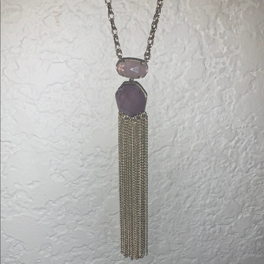 Kendra Scott Silver and Purple Tassel Necklace